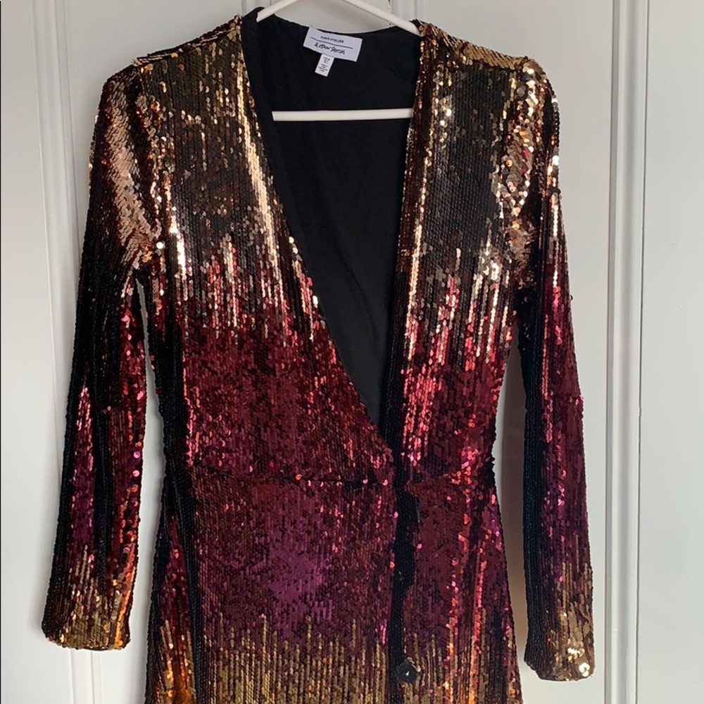 & other stories sequin midi wrap dress